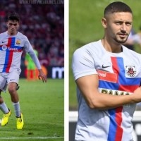 瑞士第四级别球队YF尤文图斯穿巴萨球衣比赛，只改了队徽和广告